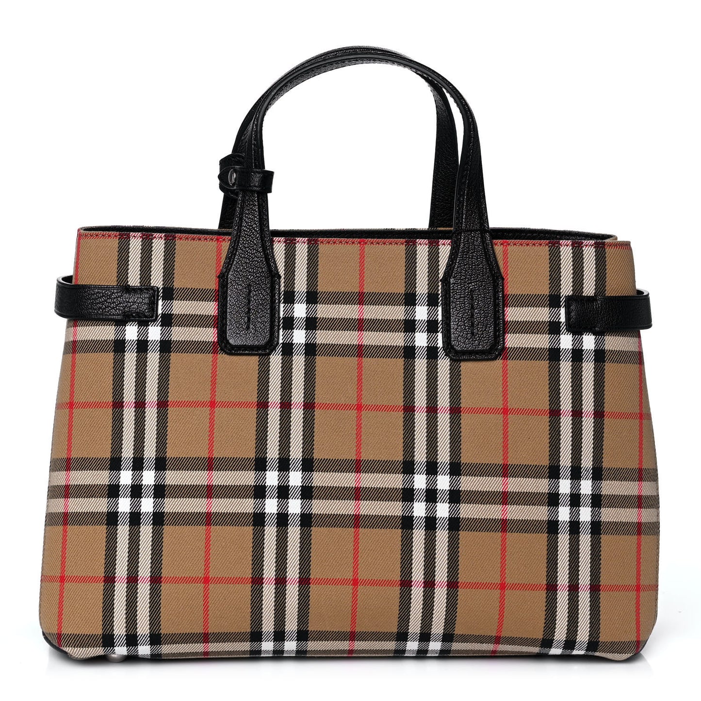 Goatskin Vintage Check Medium Banner Tote Black