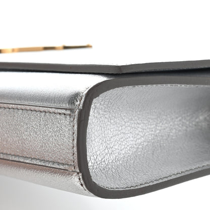 Saint Laurent Textured Metallic Calfskin Classic Monogram Cassandre Clutch Silver 10 of 11