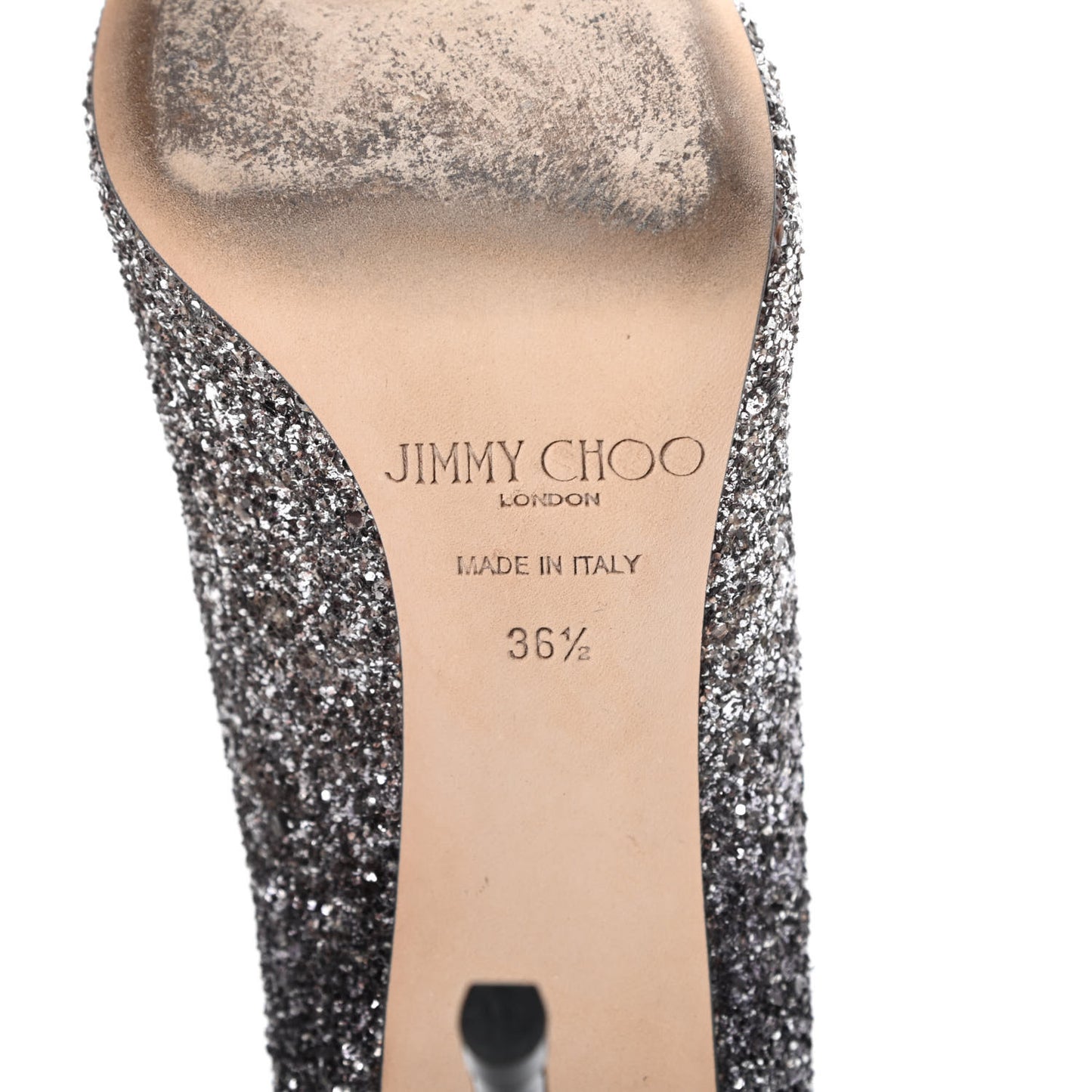 Glitter Pointy Toe Romy 100 Pumps 36.5 Silver Black