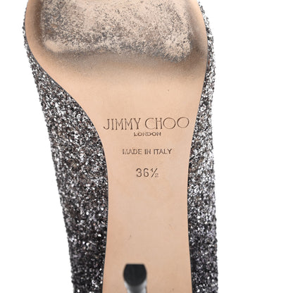 Jimmy Choo Glitter Pointy Toe Romy 100 Pumps 36.5 Silver Black 7 of 10