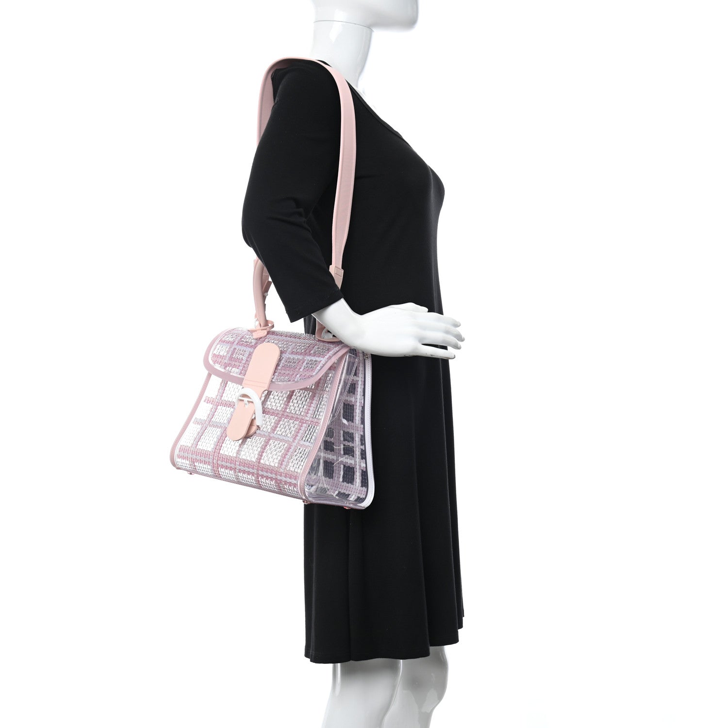 Delvaux Vinyl Gingham The Dreamer MM Brillant Satchel Pink 2 of 10