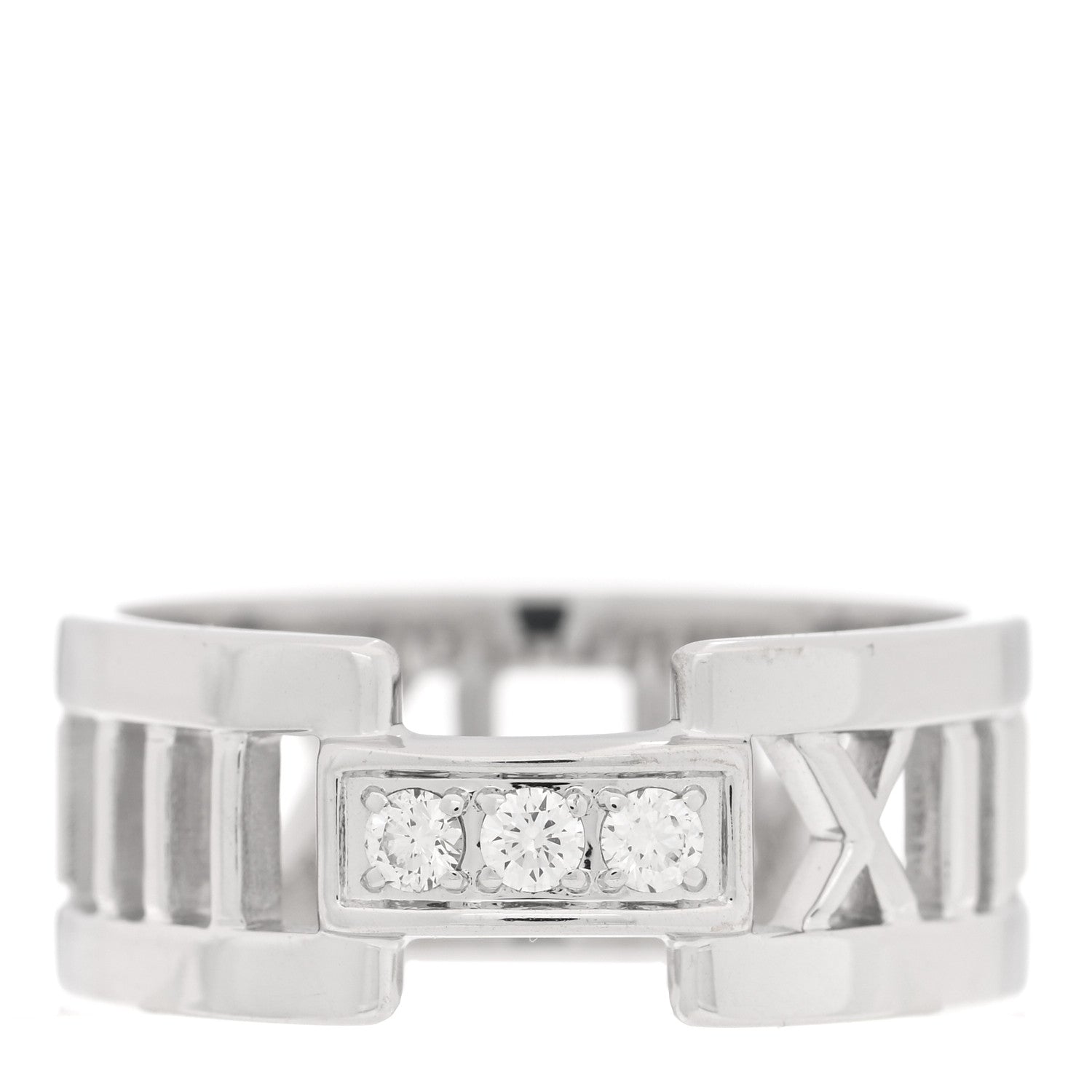 Tiffany 18K White Gold Diamond Open Atlas Ring 56 7.5 1 of 4
