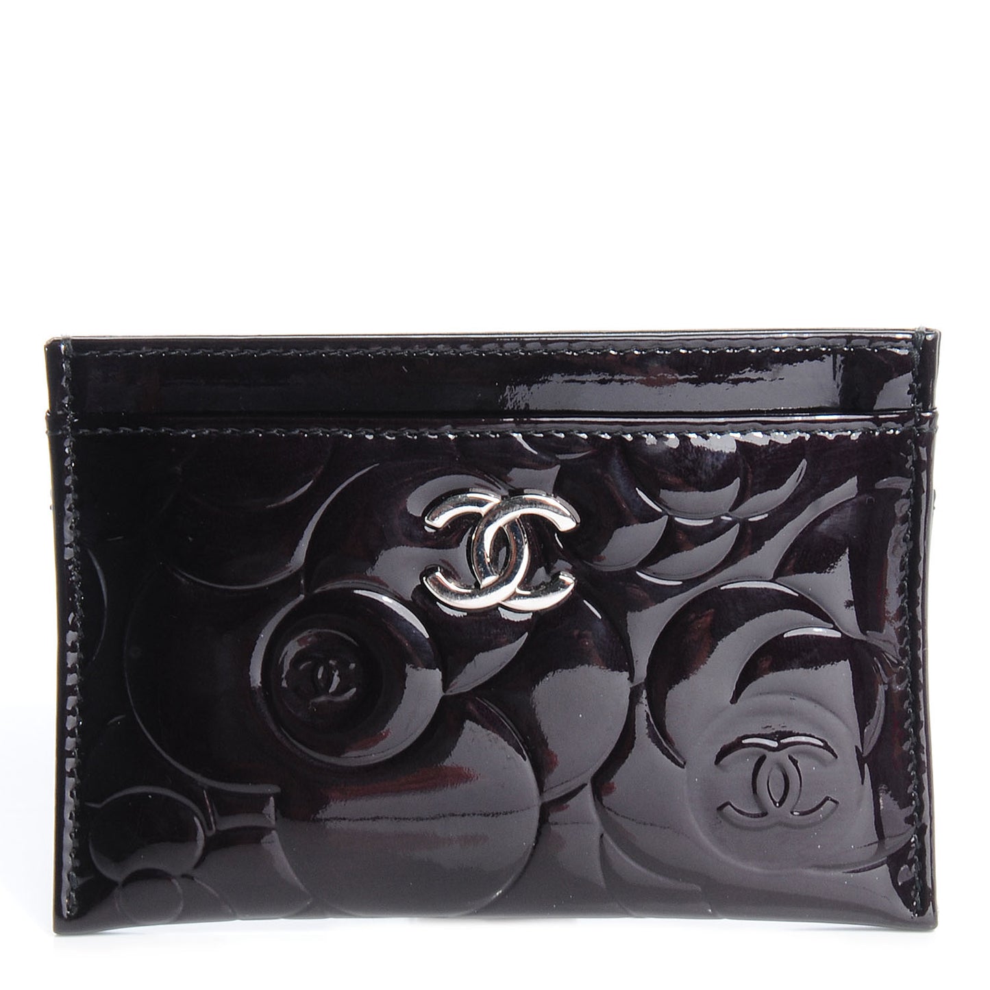 Patent Camellia Card Holder Black