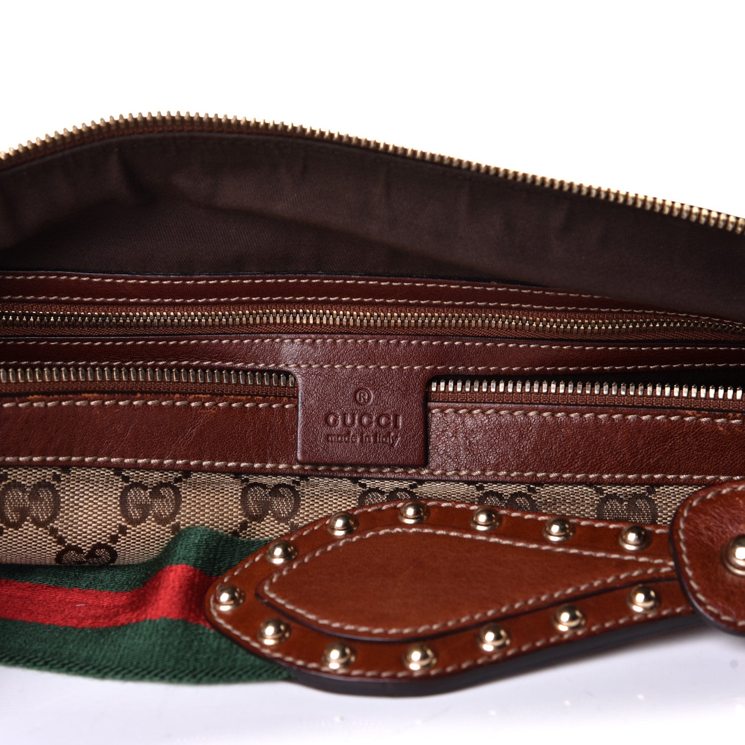 Gucci Monogram Web Studded Pelham Shoulder Bag Brown 5 of 10