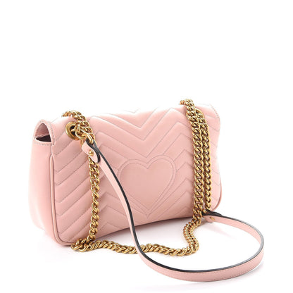 Gucci Calfskin Matelasse Small GG Marmont Shoulder Bag Perfect Pink 3 of 11
