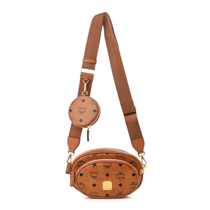 MCM Visetos Small Aren Multifunction Crossbody Pouch Cognac 1 of 10