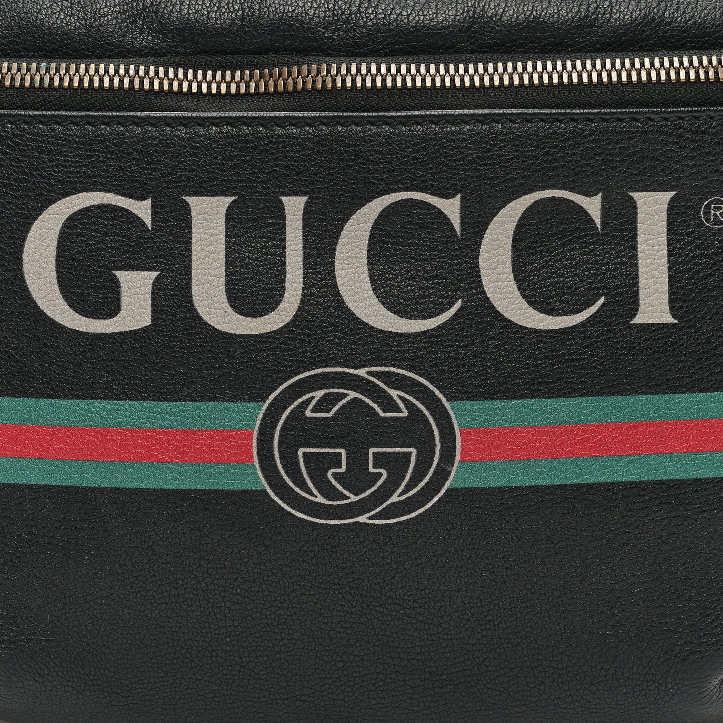 Grained Calfskin Logo Belt Bag Black