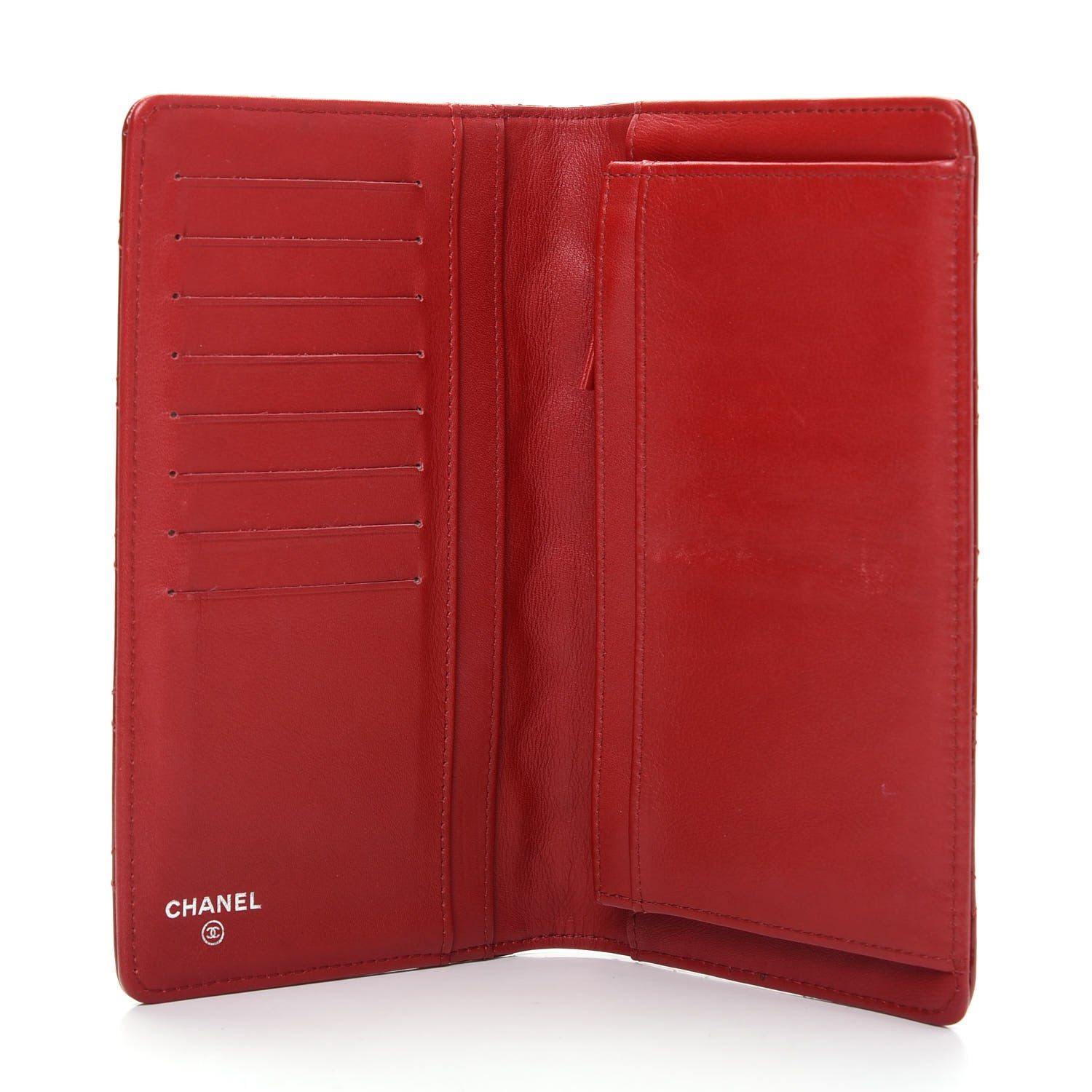 Chanel Patent Quilted Brilliant Yen Wallet Red 5 of 14