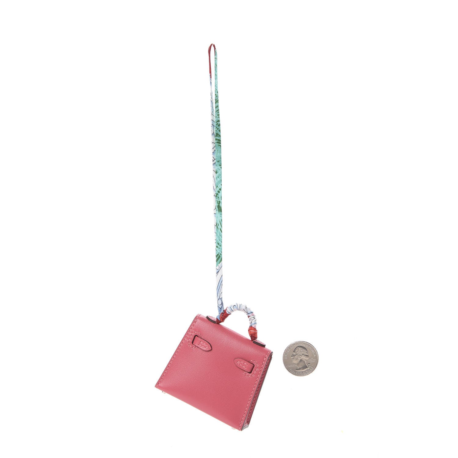Hermes Tadelakt Mini Kelly Twilly Bag Charm Rose Lipstick 2 of 6