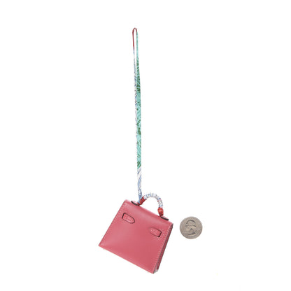 Hermes Tadelakt Mini Kelly Twilly Bag Charm Rose Lipstick 2 of 6