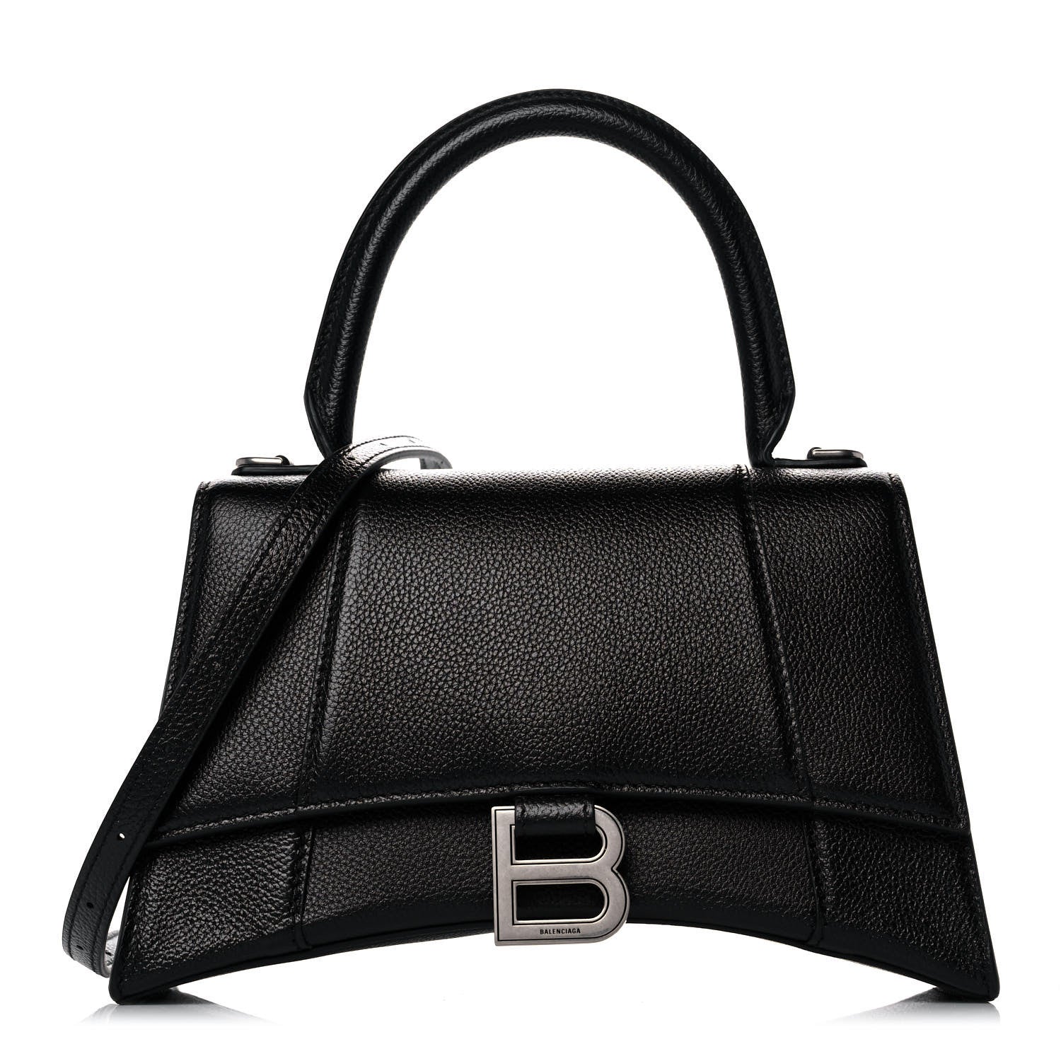 Balenciaga Grained Calfskin Small Hourglass Top Handle Bag Black 1 of 11