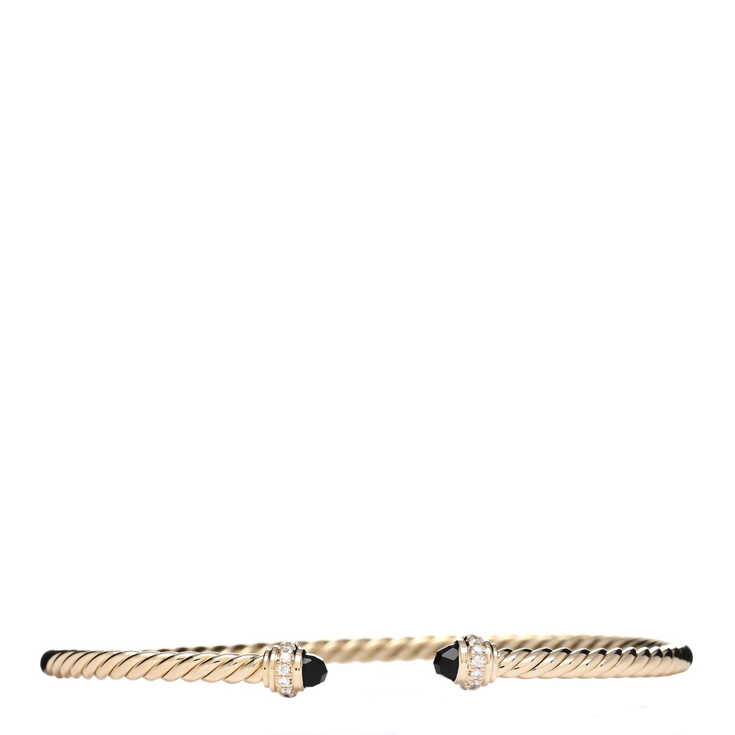 18K Yellow Gold Diamond Black Onyx 3mm Cablespira Bracelet