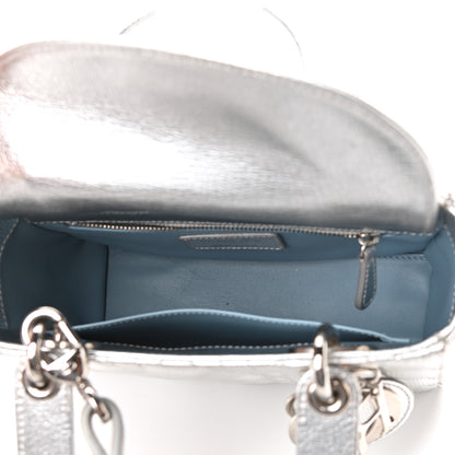 Christian Dior Metallic Grained Calfskin Cannage Small Lucky Badges My Lady Dior Silver 5 of 9