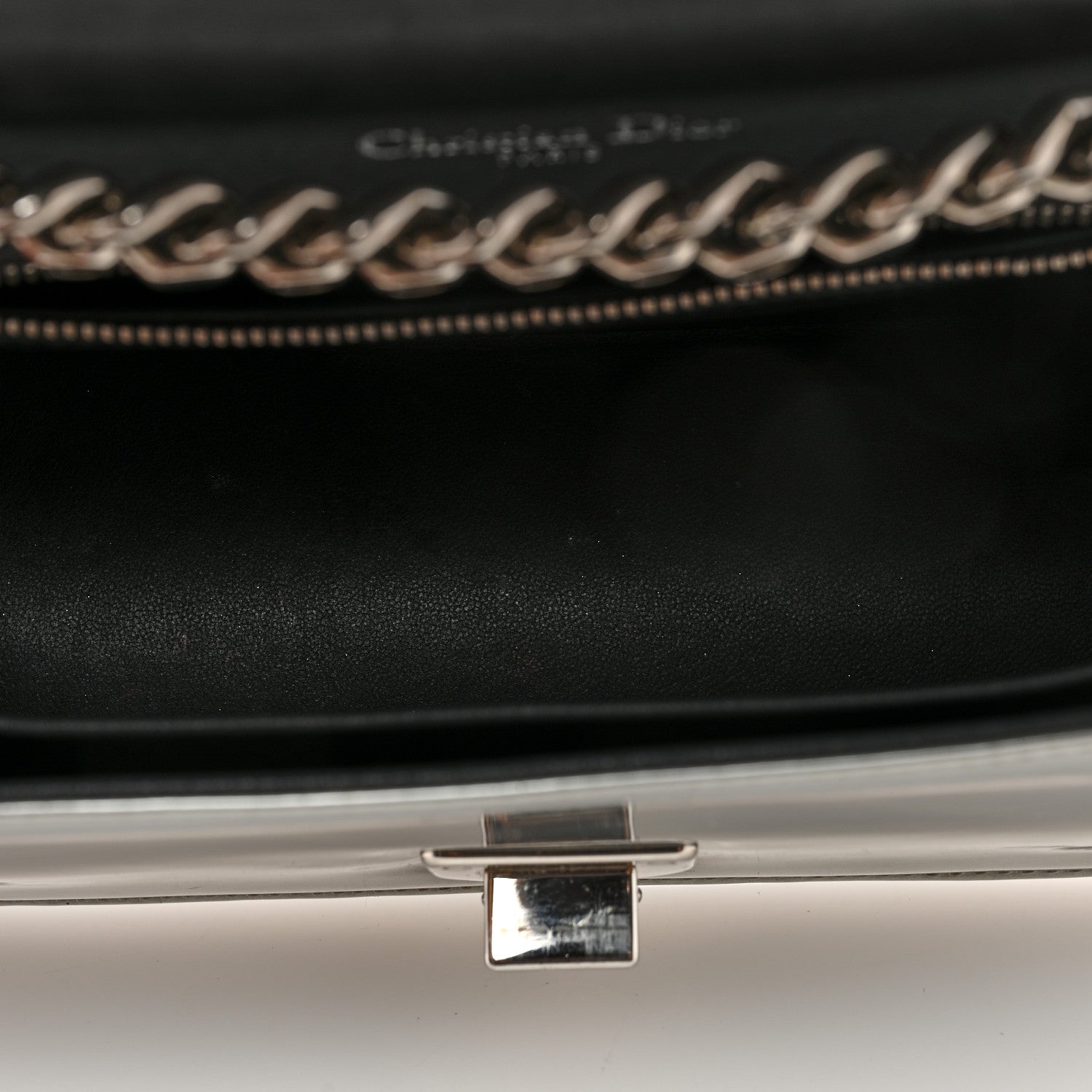 Christian Dior Metallic Patent Micro-Cannage Small Diorama Flap Bag Silver 5 of 10
