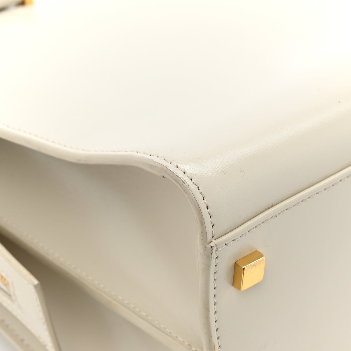 Shiny Calfskin Medium Uptown Tote White
