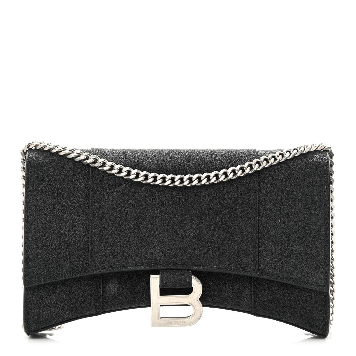 Balenciaga Sparkling Fabric XS Hourglass Wallet On Chain Black 1 of 14