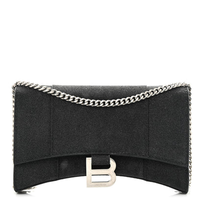 Balenciaga Sparkling Fabric XS Hourglass Wallet On Chain Black 1 of 14
