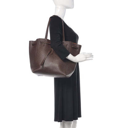 Celine Shiny Grained Calfskin Medium Belt Cabas Phantom Brown 2 of 12