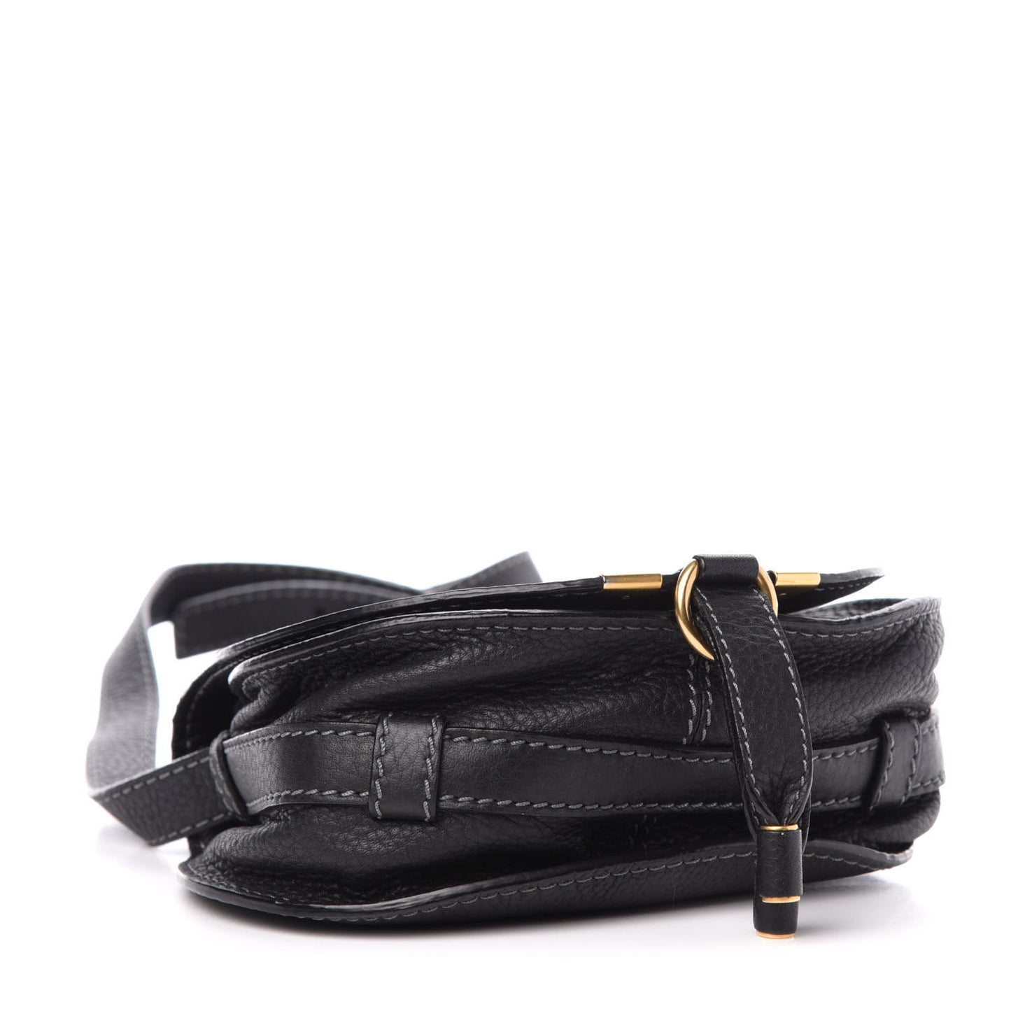 Calfskin Mini Marcie Round Crossbody Bag Black