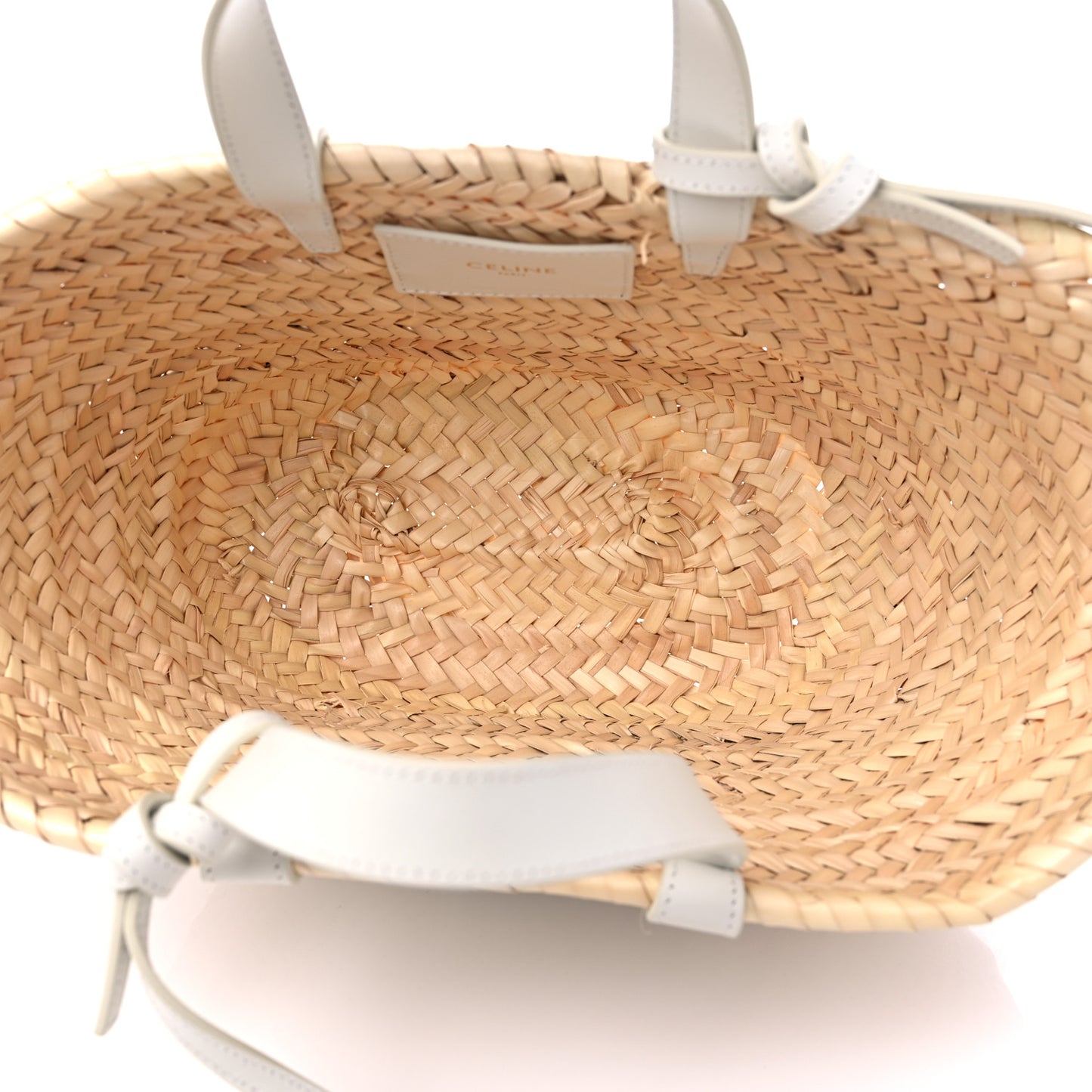 Raffia Calfskin Triomphe Teen Panier White