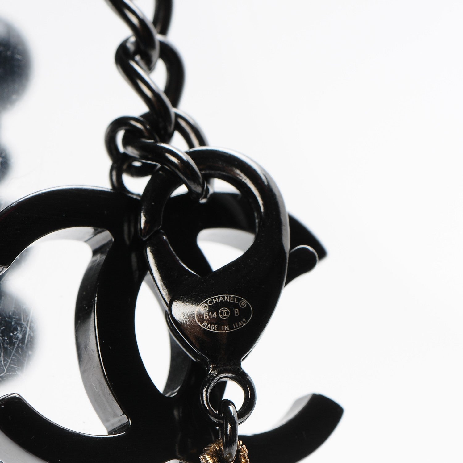 Chanel Pearl Beaded CC Long Necklace Black White 6 of 6