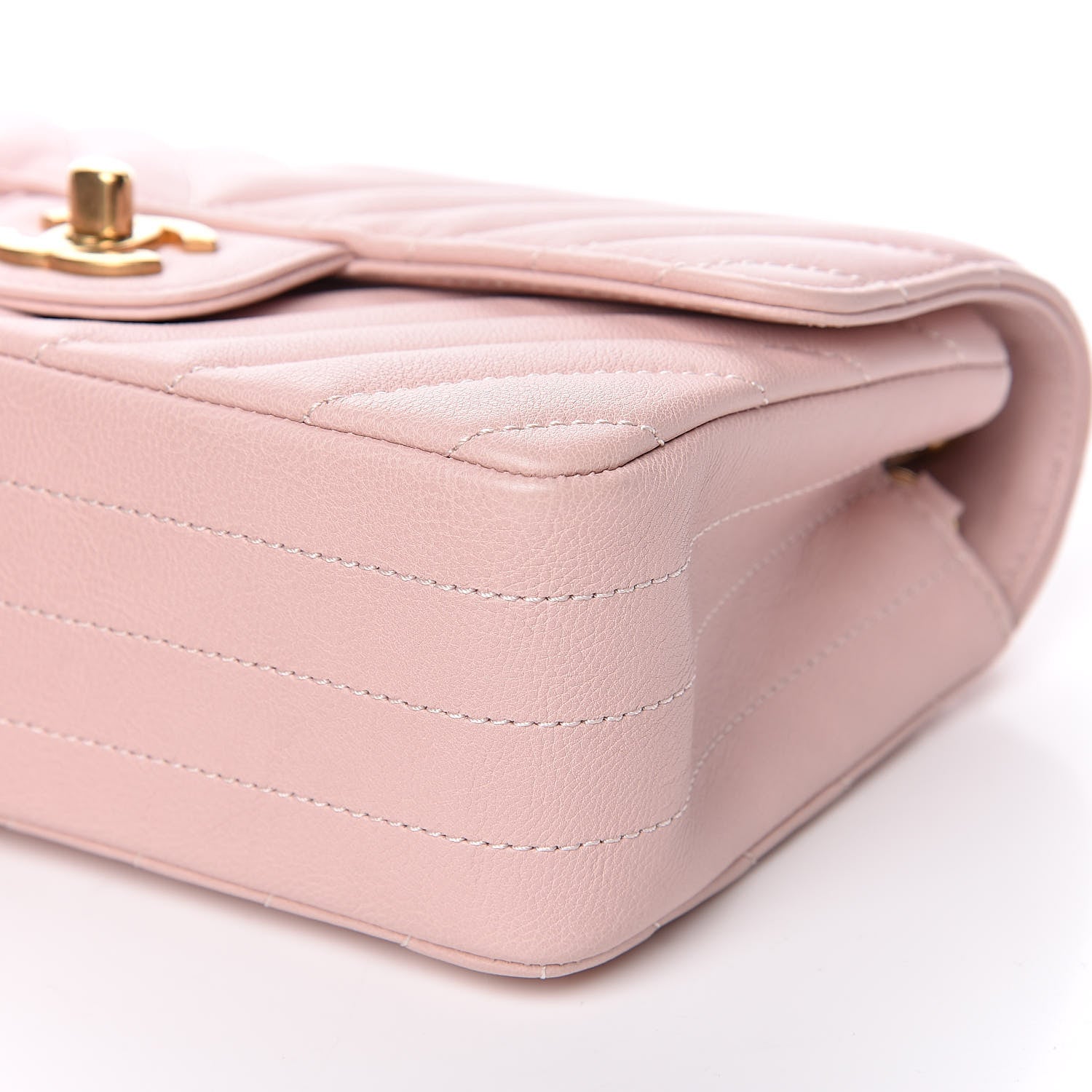 Chanel Calfskin Chevron Quilted Mini Rectangular Flap Light Pink 9 of 12