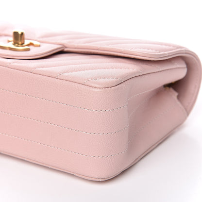 Chanel Calfskin Chevron Quilted Mini Rectangular Flap Light Pink 9 of 12