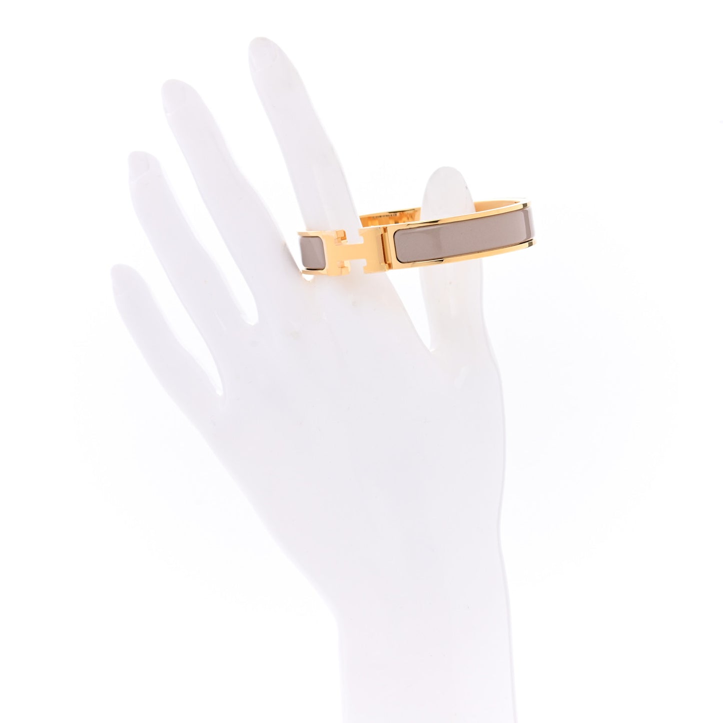 Enamel Narrow Clic Clac H Bracelet GM Marron Glace