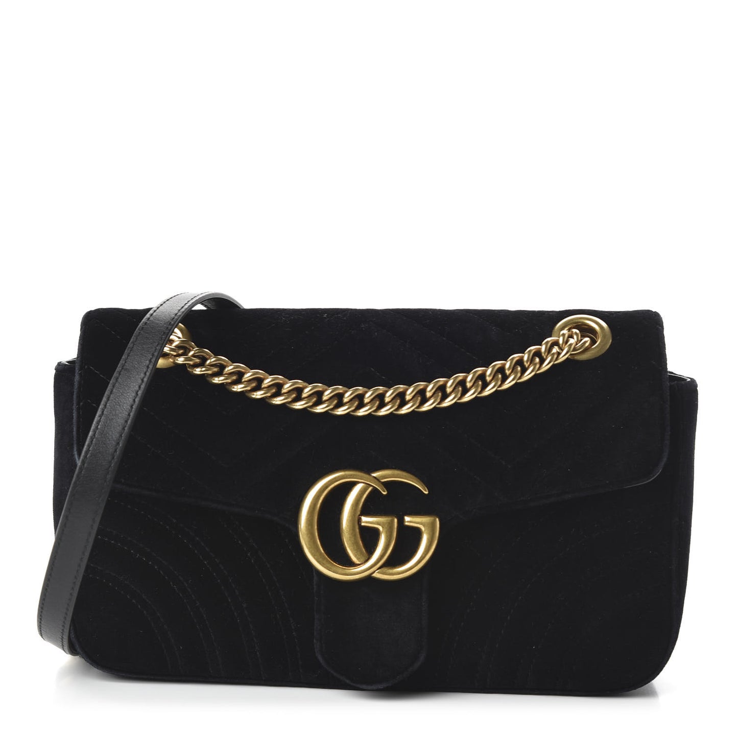 Velvet Matelasse Small GG Marmont Shoulder Bag Black