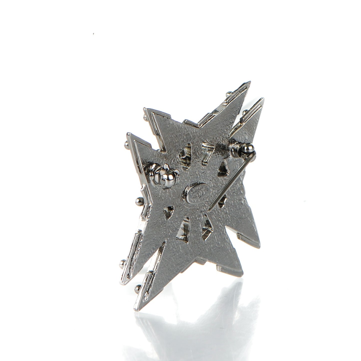 Crystal Pearl Enamel CC Brooch Black