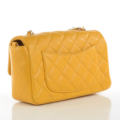 Chanel Lambskin Quilted Mini Rectangular Flap Yellow 3 of 8