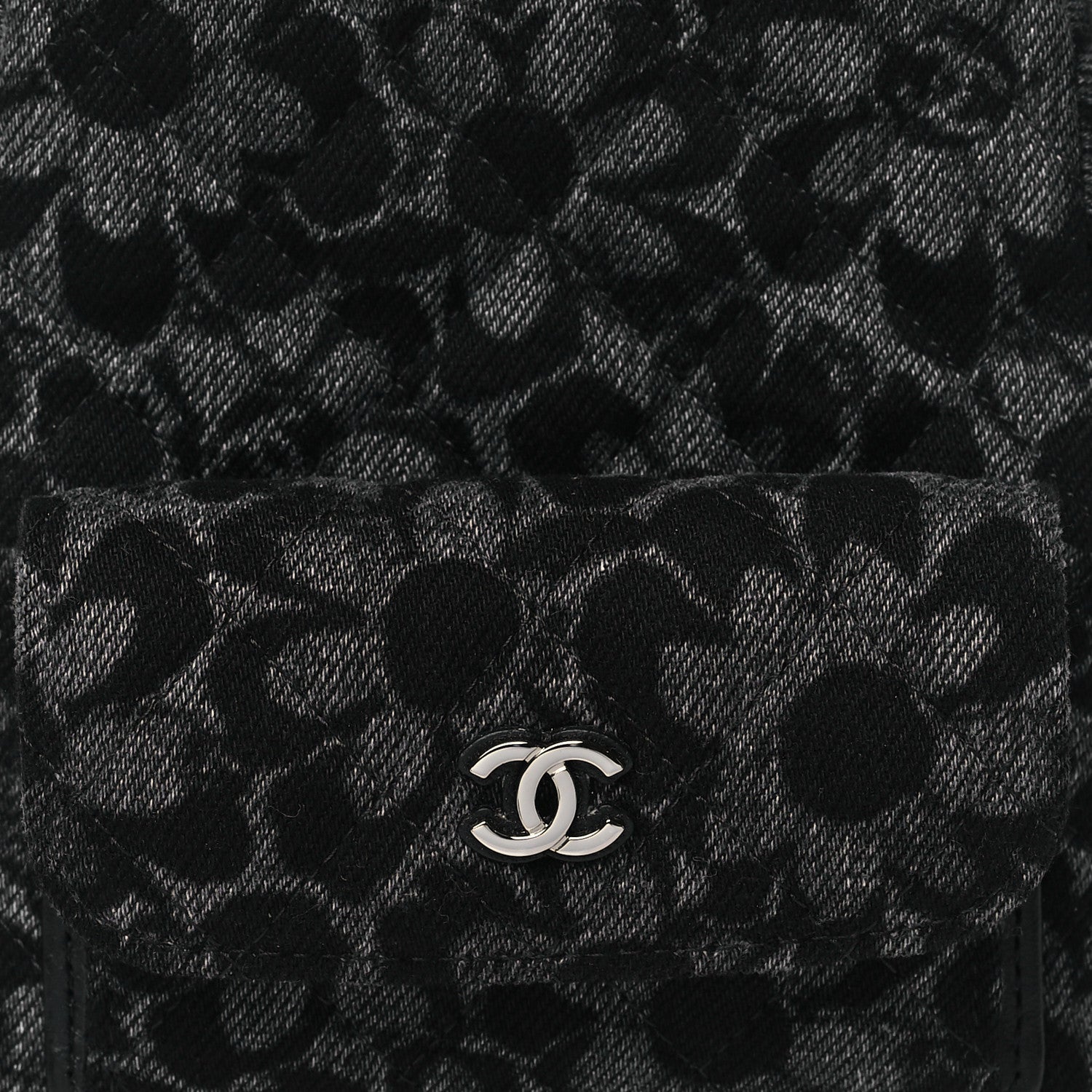 Chanel Denim Quilted Flower CC Mini Classic Backpack Black 8 of 11