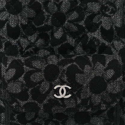 Chanel Denim Quilted Flower CC Mini Classic Backpack Black 8 of 11