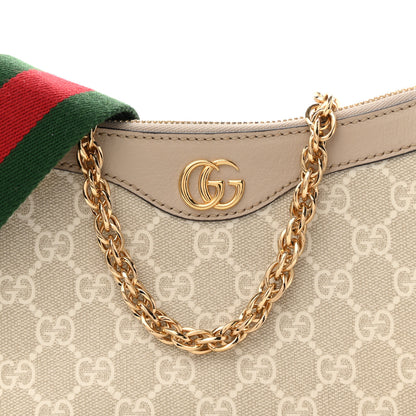 Gucci GG Supreme Monogram Textured Dollar Calfskin Web Small Ophidia GG Handbag Beige Mystic White Oatmeal 8 of 11