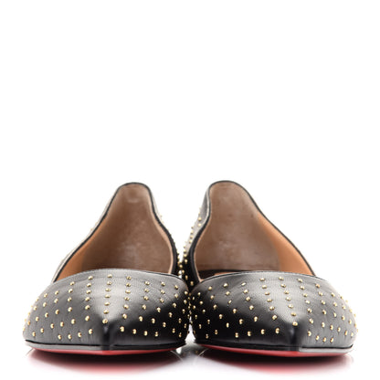 Christian Louboutin Calfskin Studded Iriza Flats 39.5 Black 2 of 8