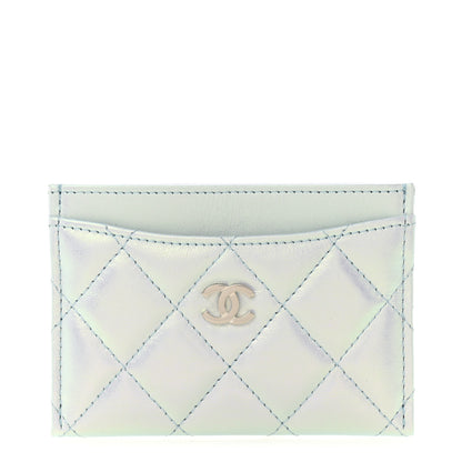 Chanel Iridescent Lambskin Quilted Card Holder Light Blue 1 of 8