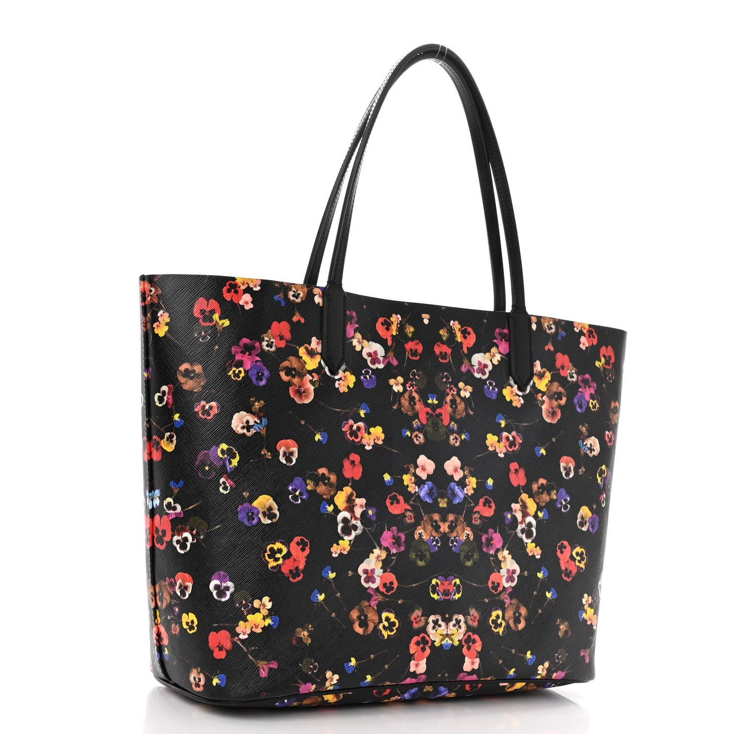 Textured Coated Canvas Floral Print Large Antigona Tote Black Multicolor