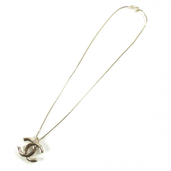 Gold CC Logo Pendant Necklace