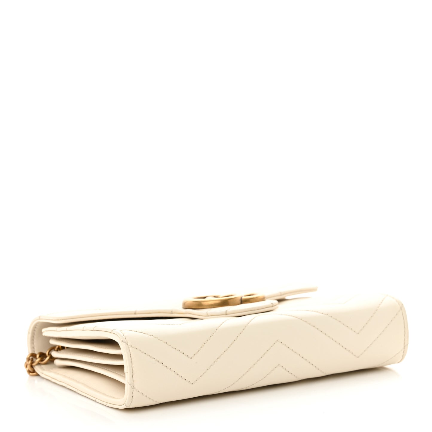 Calfskin Matelasse GG Marmont Chain Wallet Mystic White