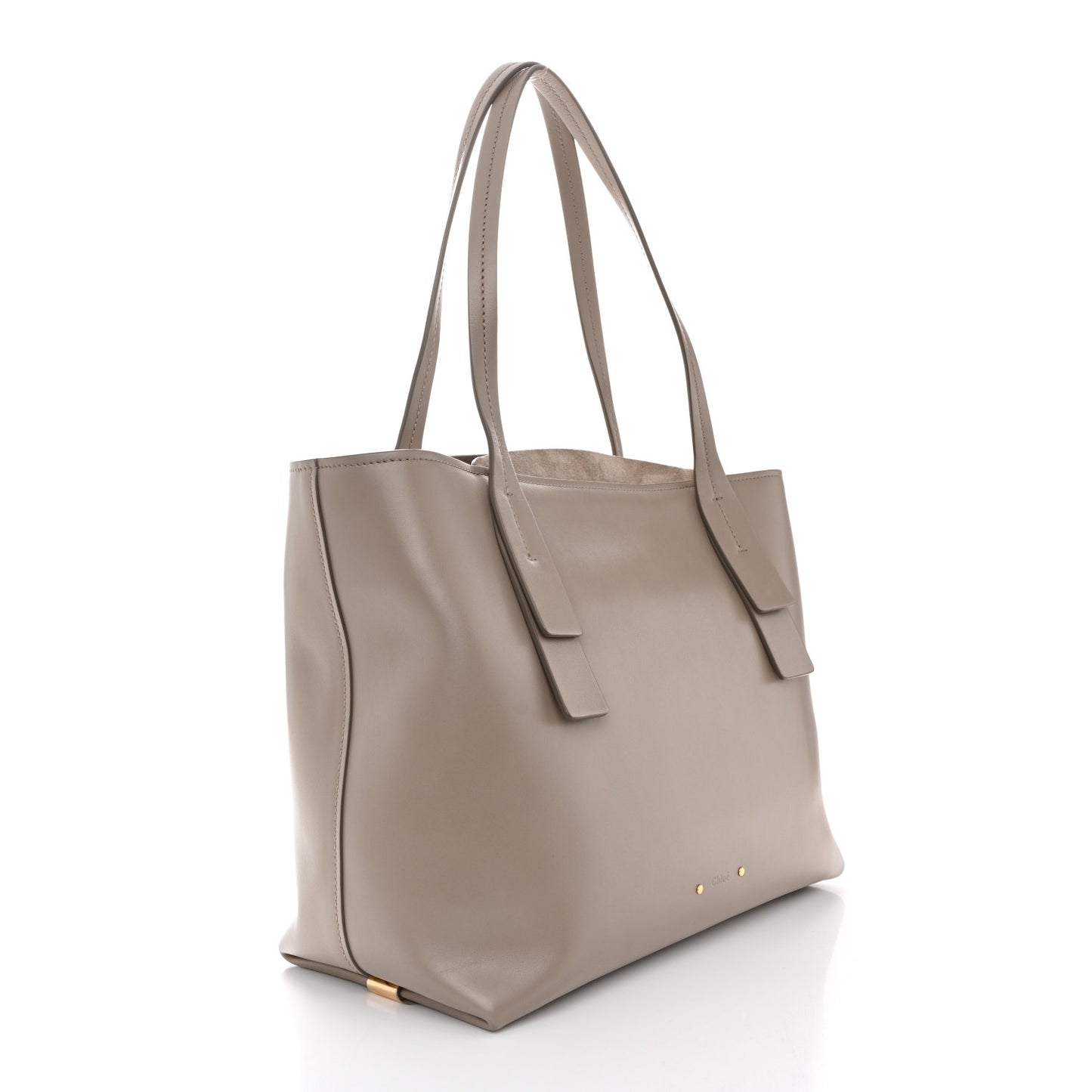 Shiny Calfskin Suede Medium C Zipped Tote Motty Grey