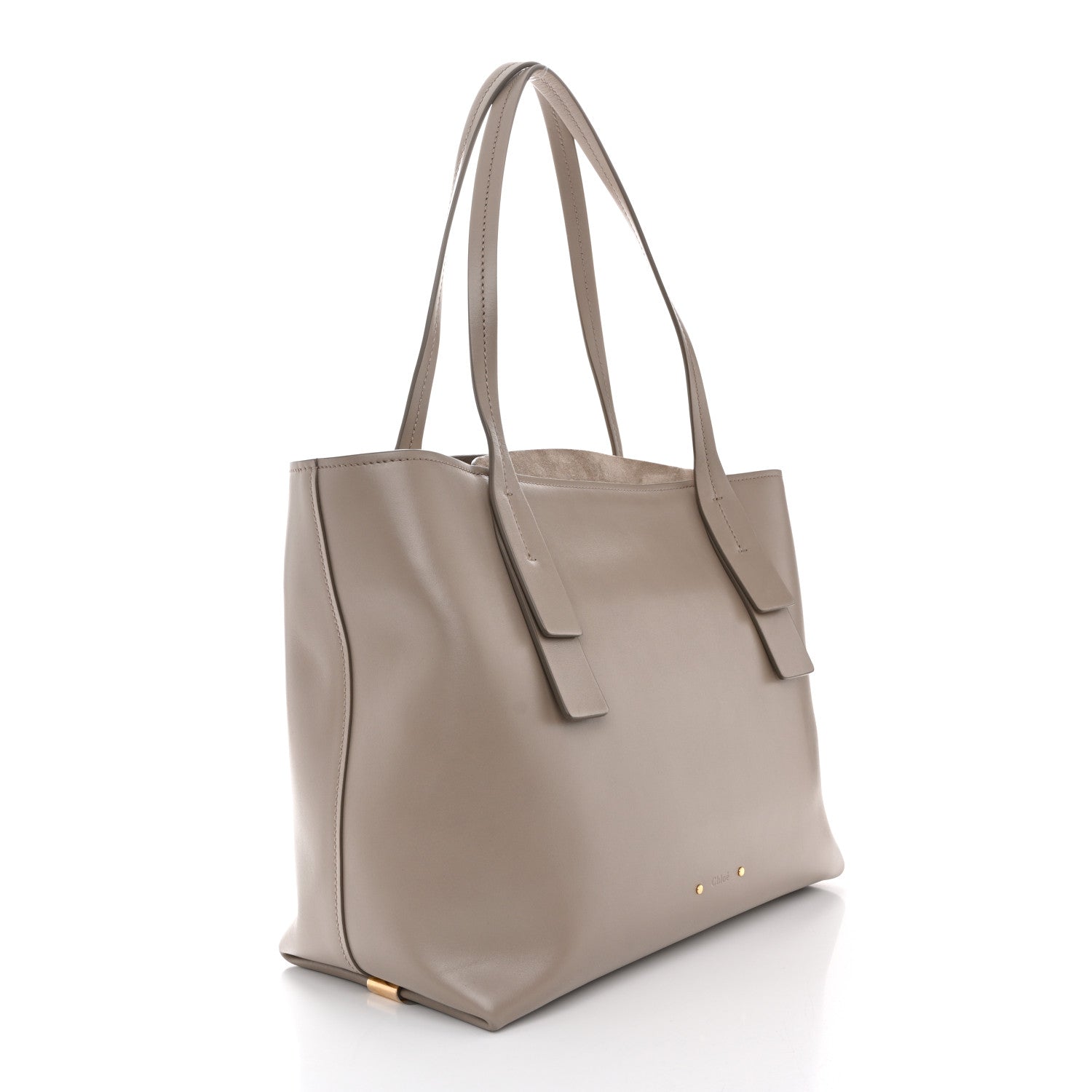 Chloe Shiny Calfskin Suede Medium C Zipped Tote Motty Grey 3 of 10