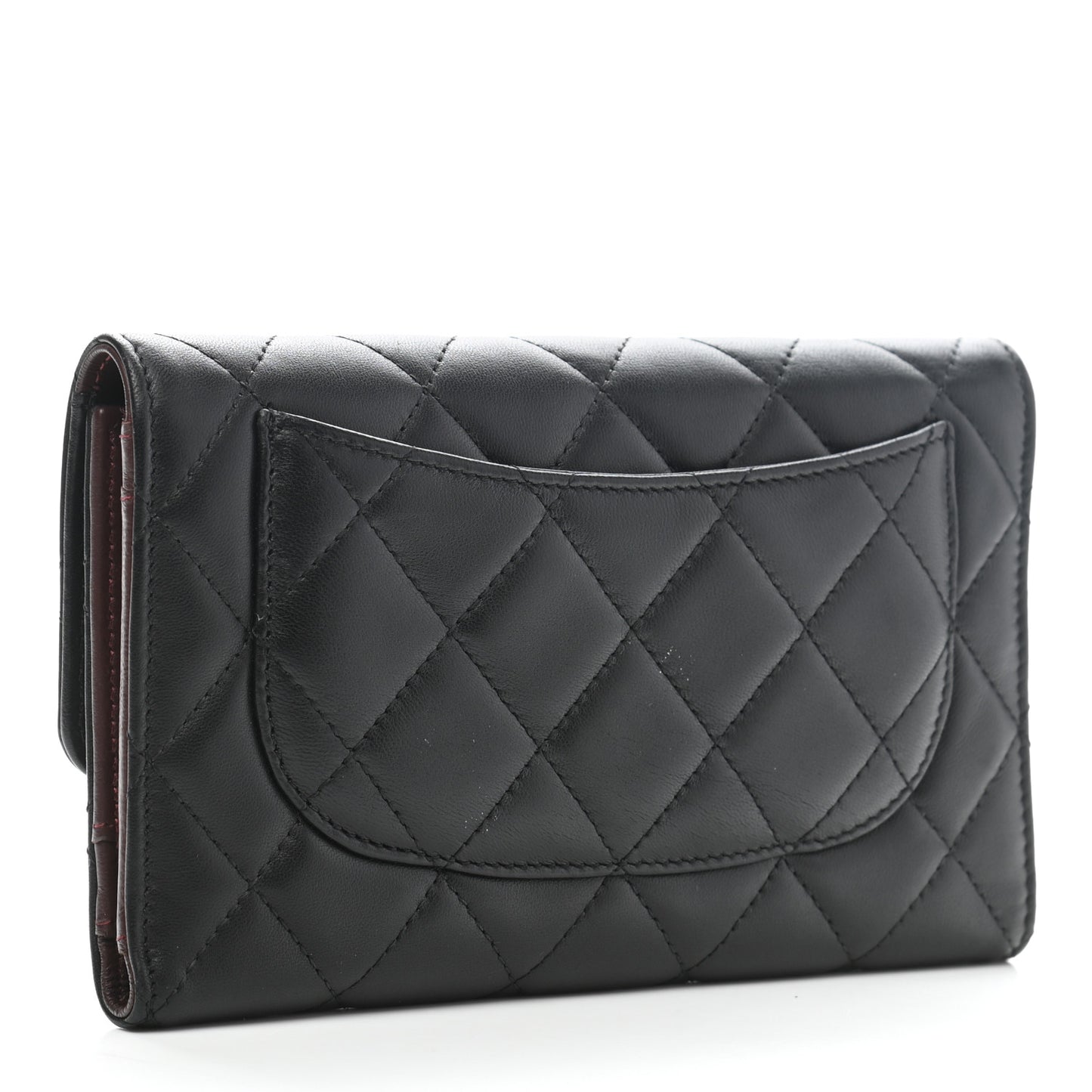 Lambskin Quilted Large Flap Wallet Black