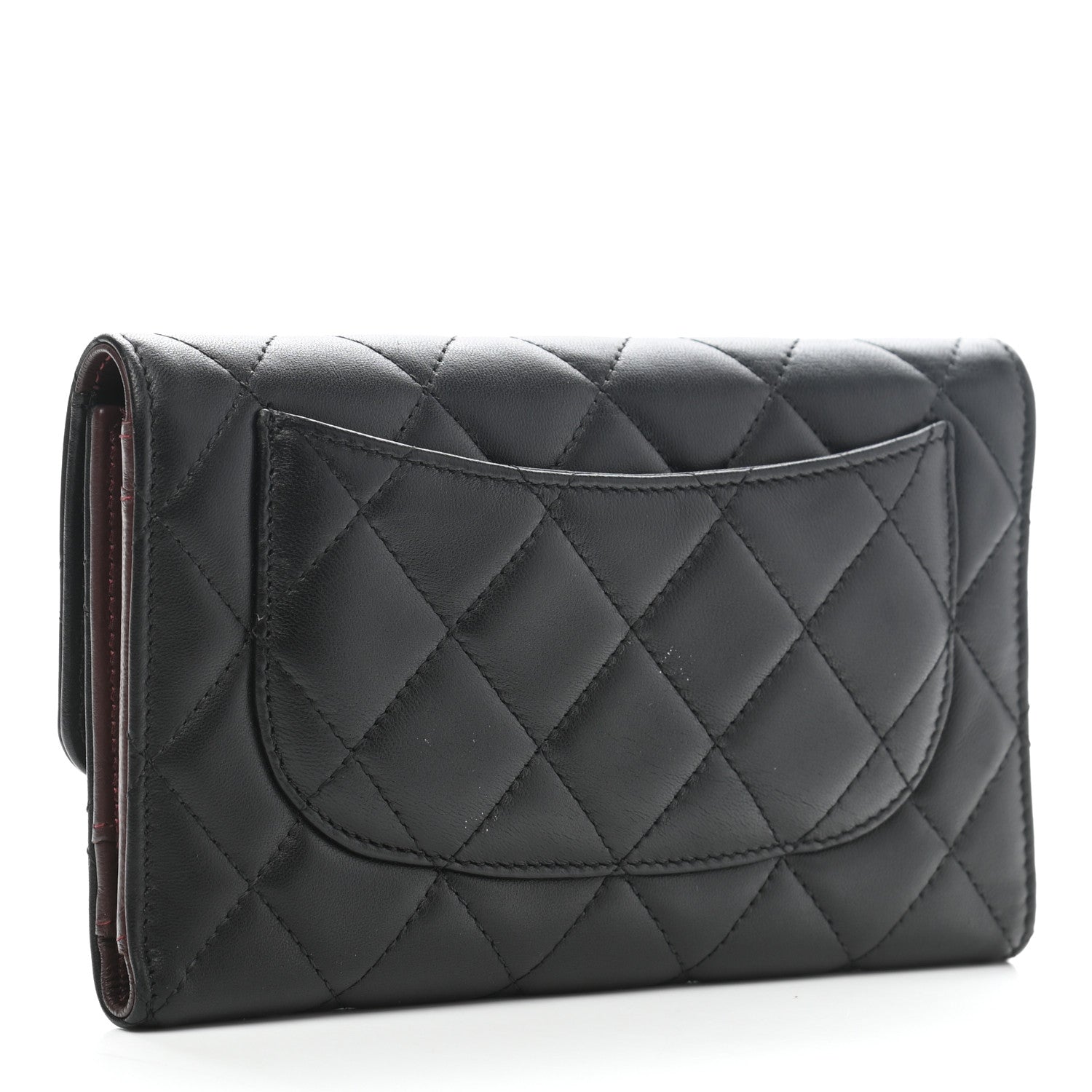 Chanel Lambskin Quilted Large Flap Wallet Black 3 of 10