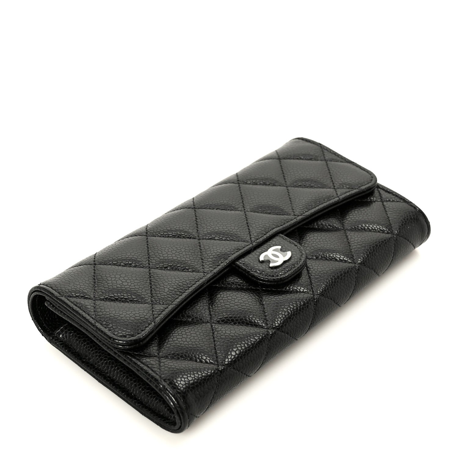 Chanel Caviar Quilted Large Gusset Flap Wallet Black 4 of 10