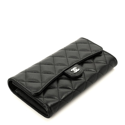 Chanel Caviar Quilted Large Gusset Flap Wallet Black 4 of 10