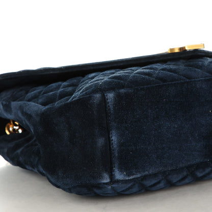Saint Laurent Suede Mixed Matelasse Triquilt Large Monogram Envelope Satchel Navy Blue 5 of 8