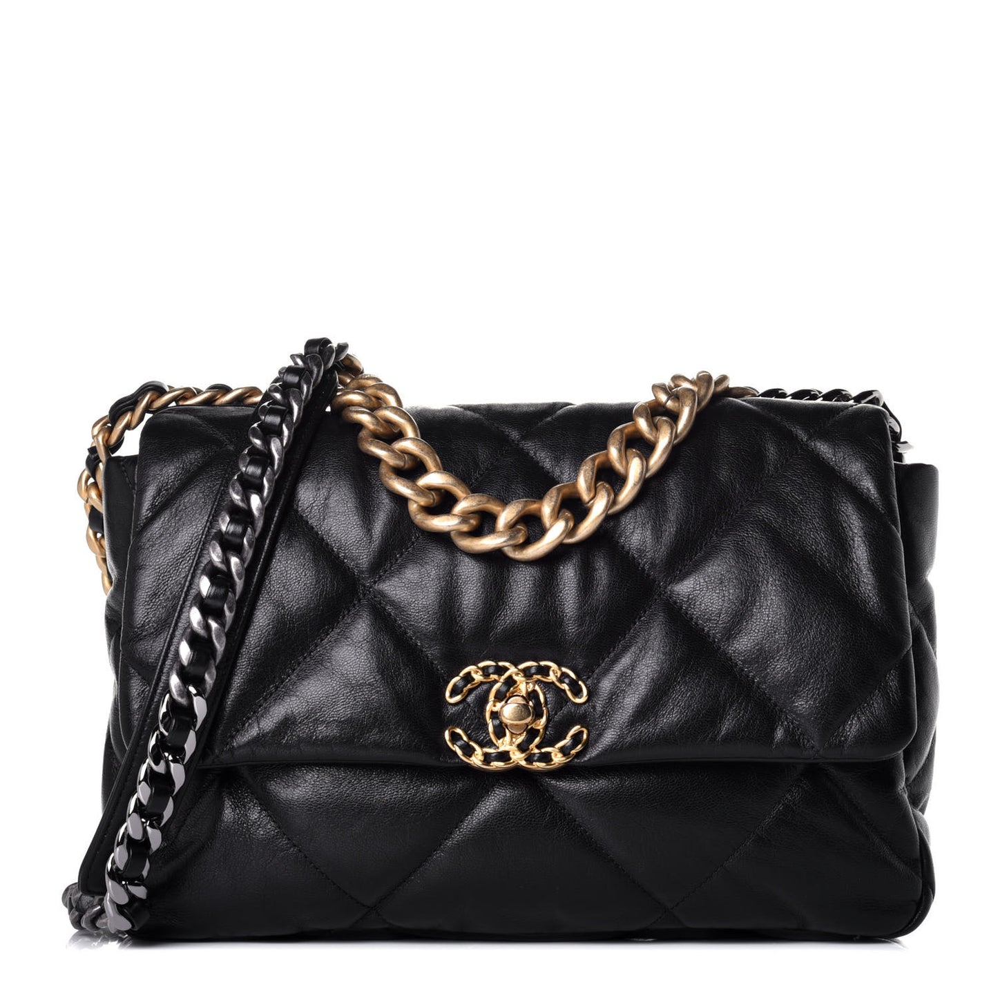Goatskin Quilted Large Chanel 19 Flap Black