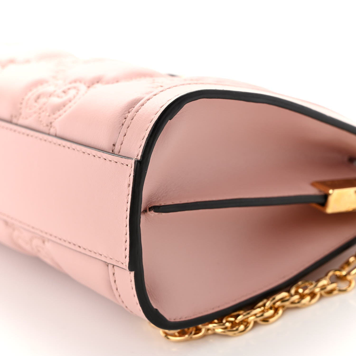 Gucci Calfskin GG Matelasse Small Slim Chain Shoulder Bag Perfect Pink Natural 10 of 10