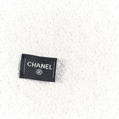 Chanel Cashmere CC Fringe Stole Black White 4 of 5