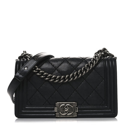 Chanel Calfskin Double Stitch Medium Boy Flap Black 1 of 12